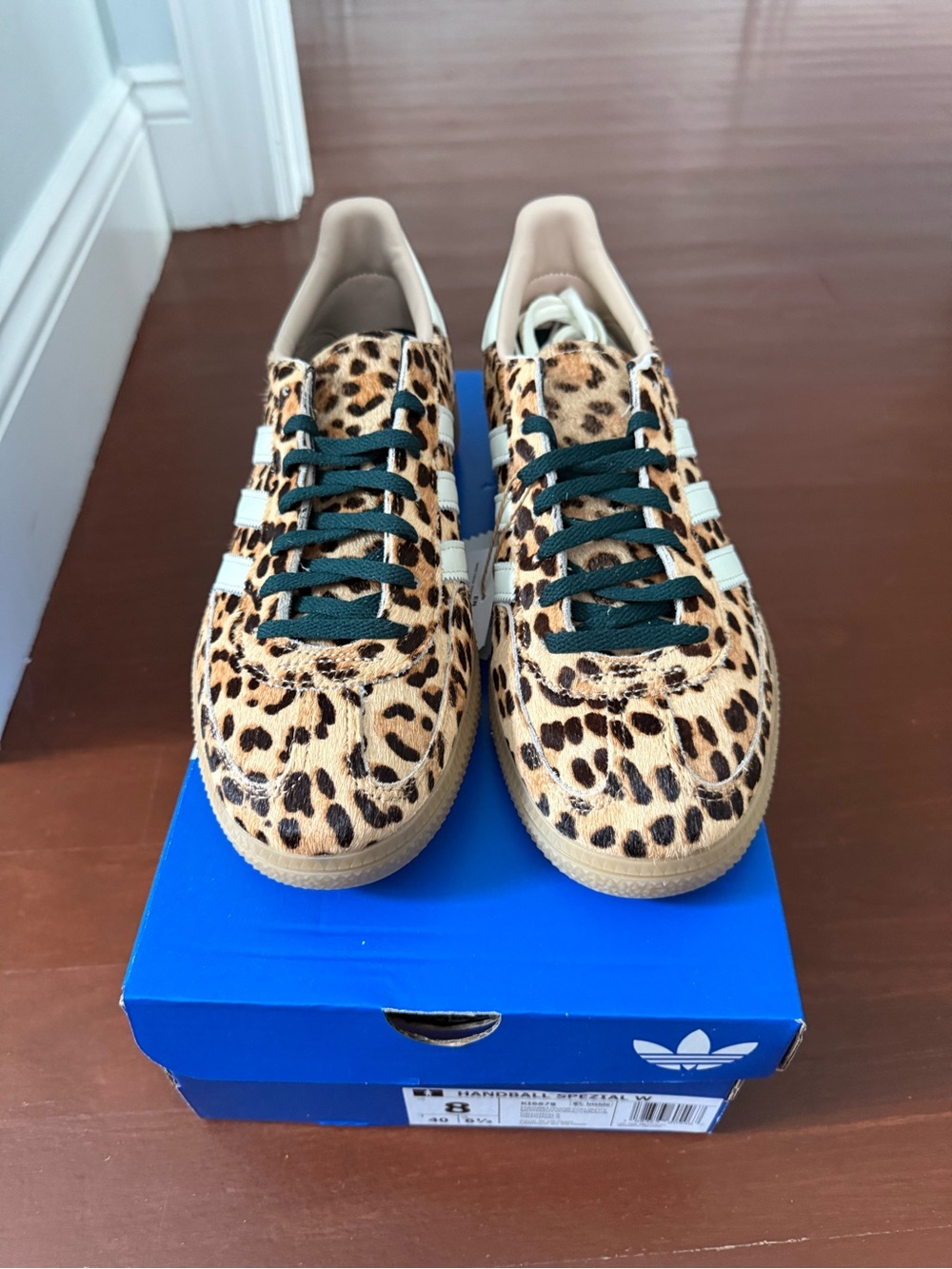 adidas Leopard Print Sneakers with White Stripes and Gum Sole - Picture 3 of 6